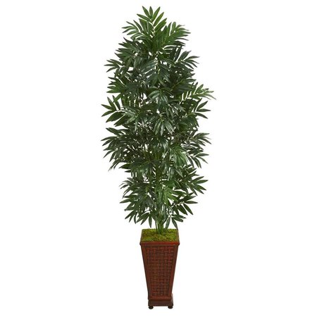 NEARLY NATURALS 5.5 ft. Bamboo Palm Artificial Plant in Decorative Planter 8082